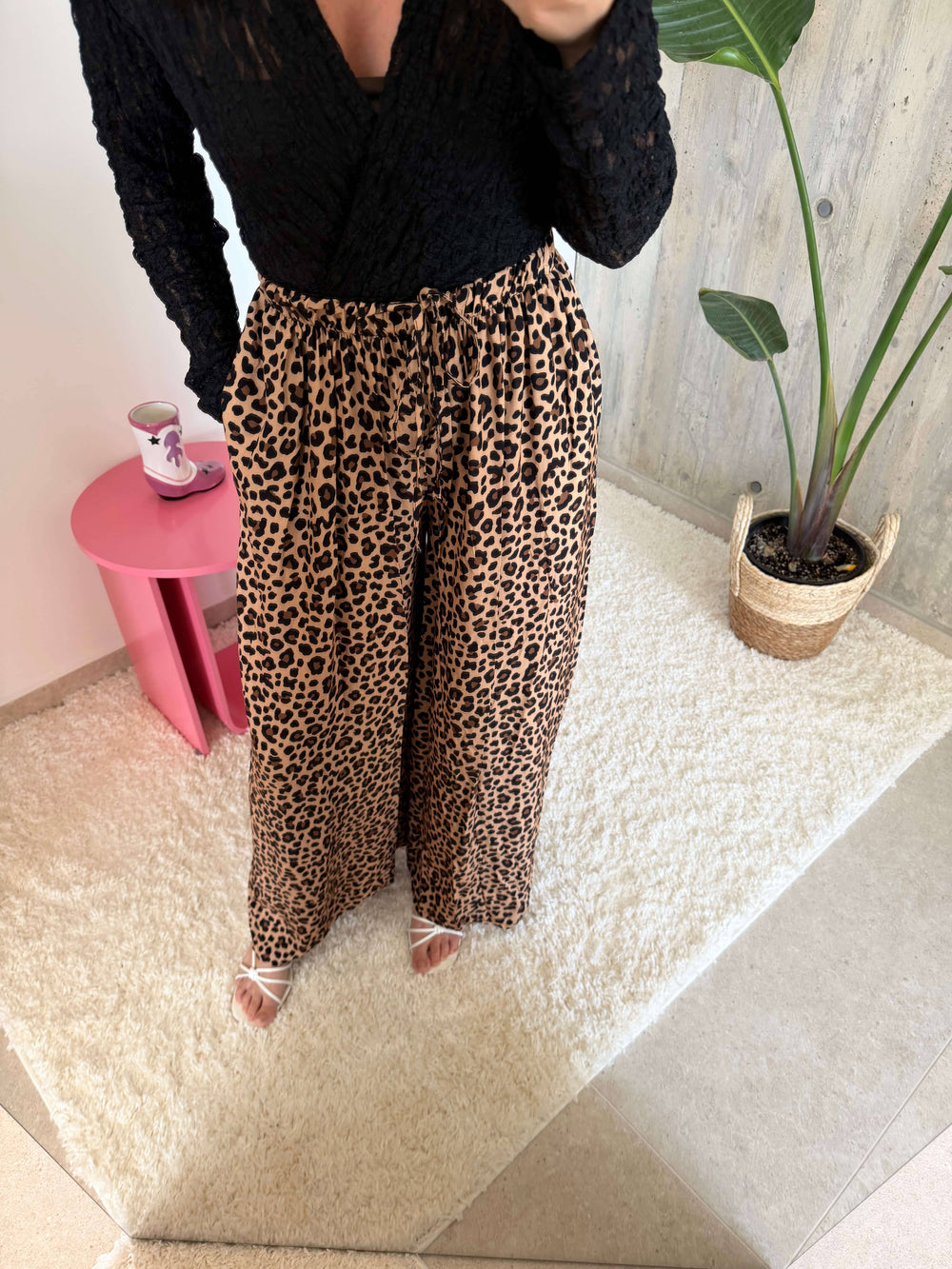 Leoprint Schlabberhose – Braun/ Beige Langarm Lisas Boutique 