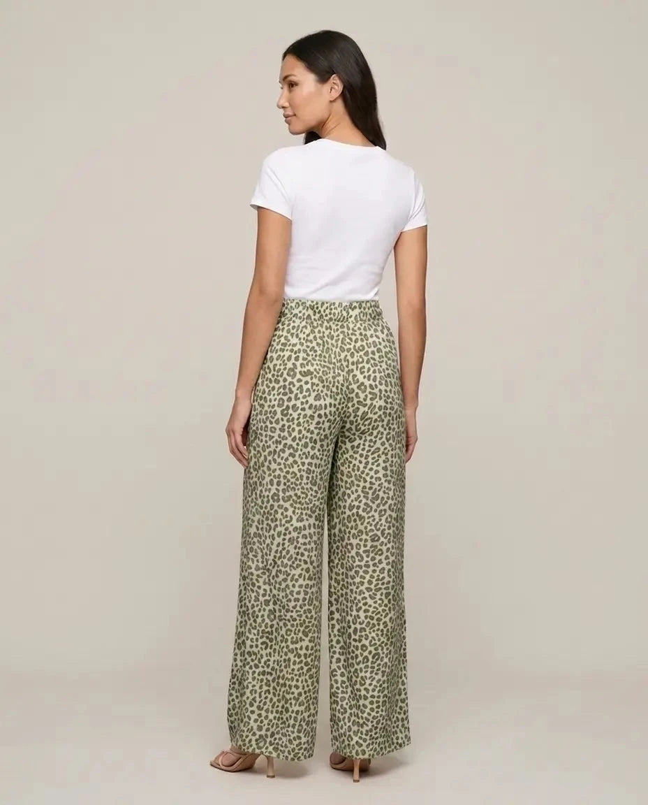 Leoprint Schlabberhose – Khaki Hose Lisas Boutique 