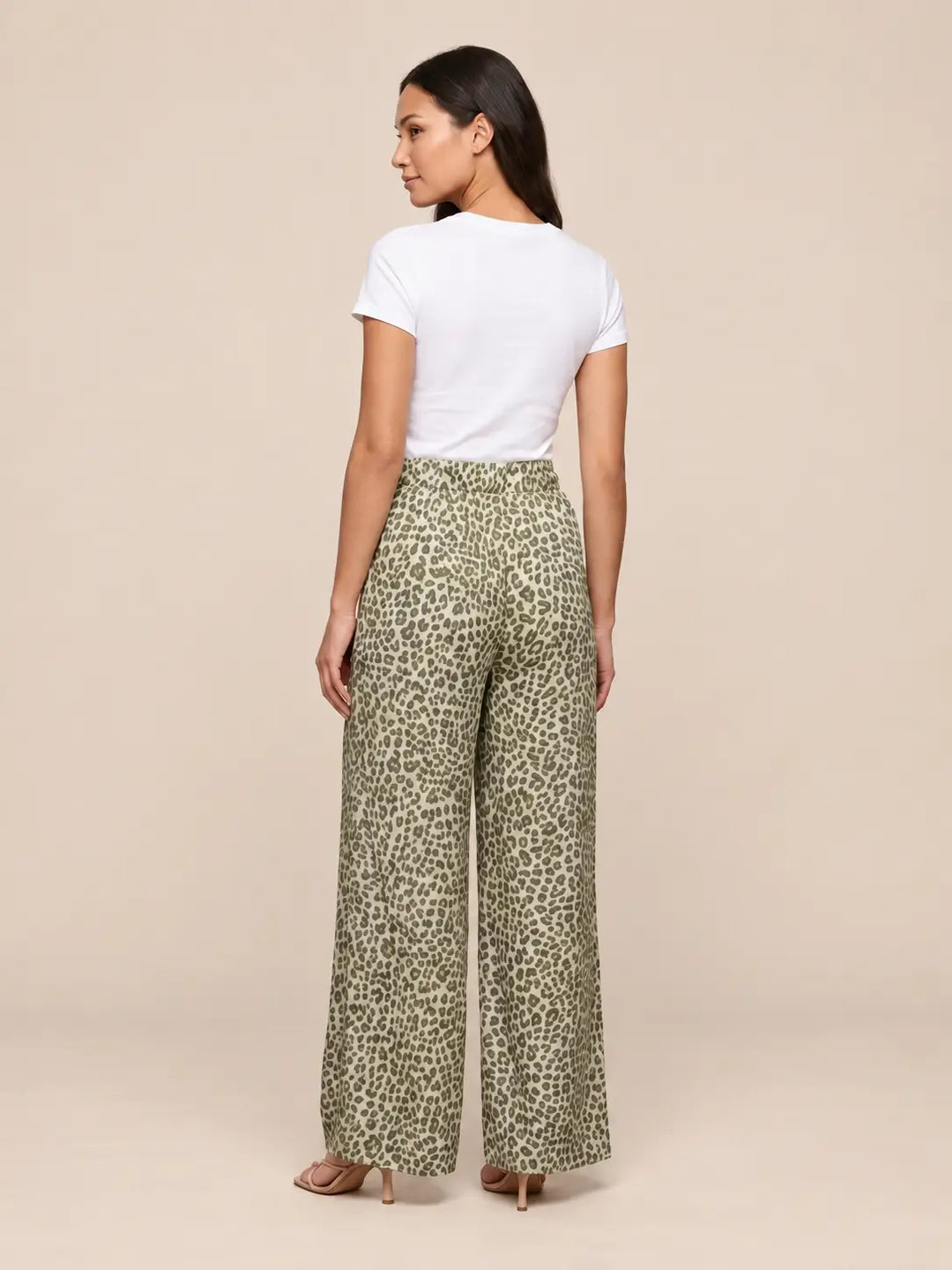 Women’s leopard print loose fitting trousers in Khaki | Lisa’s Boutique