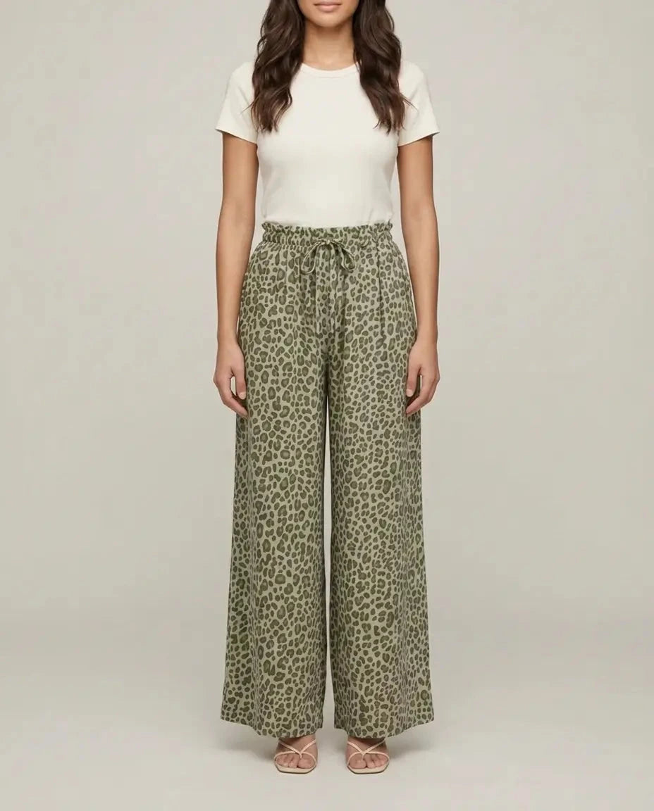 Leoprint Schlabberhose – Khaki Hose Lisas Boutique 
