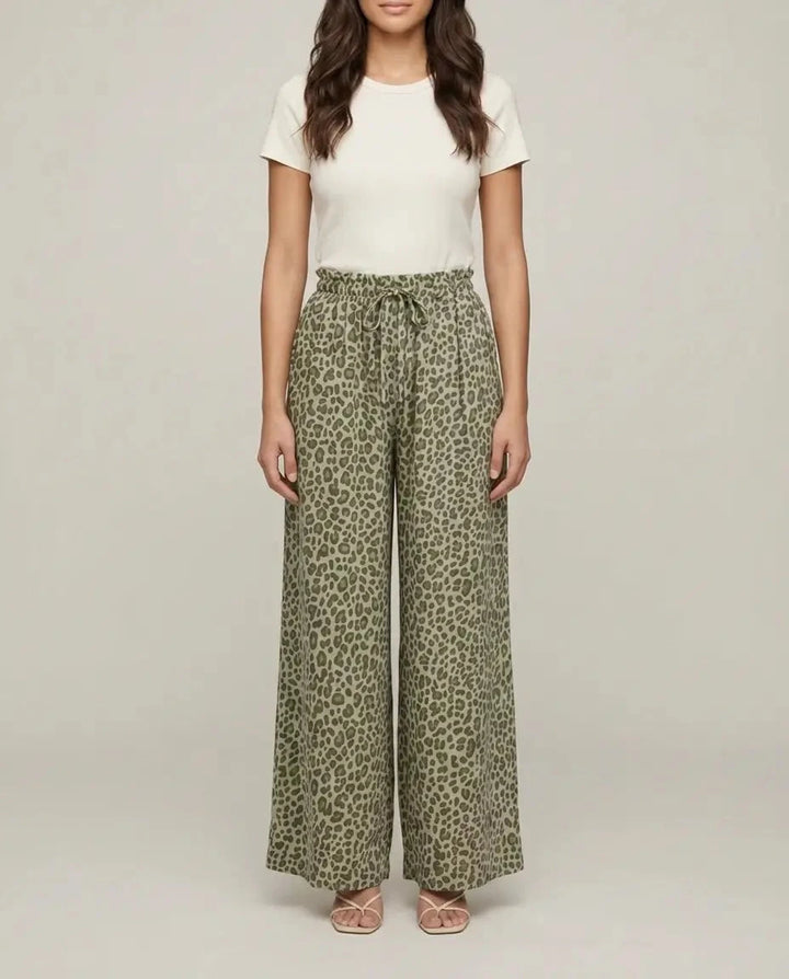 Leoprint Schlabberhose – Khaki Hose Lisas Boutique 