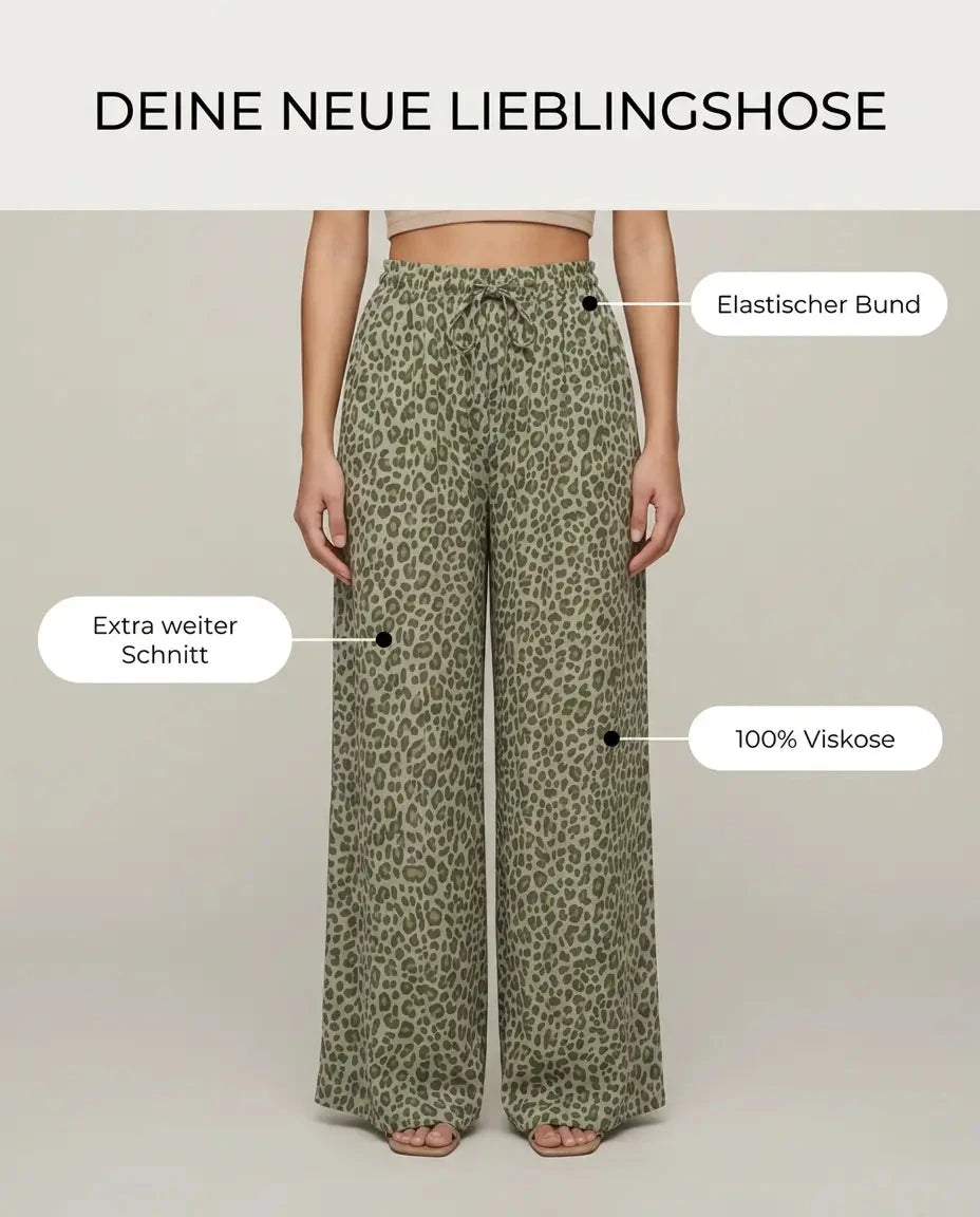 Leoprint Schlabberhose – Khaki Hose Lisas Boutique 