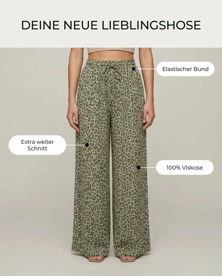 Leoprint Schlabberhose – Khaki Hose Lisas Boutique 