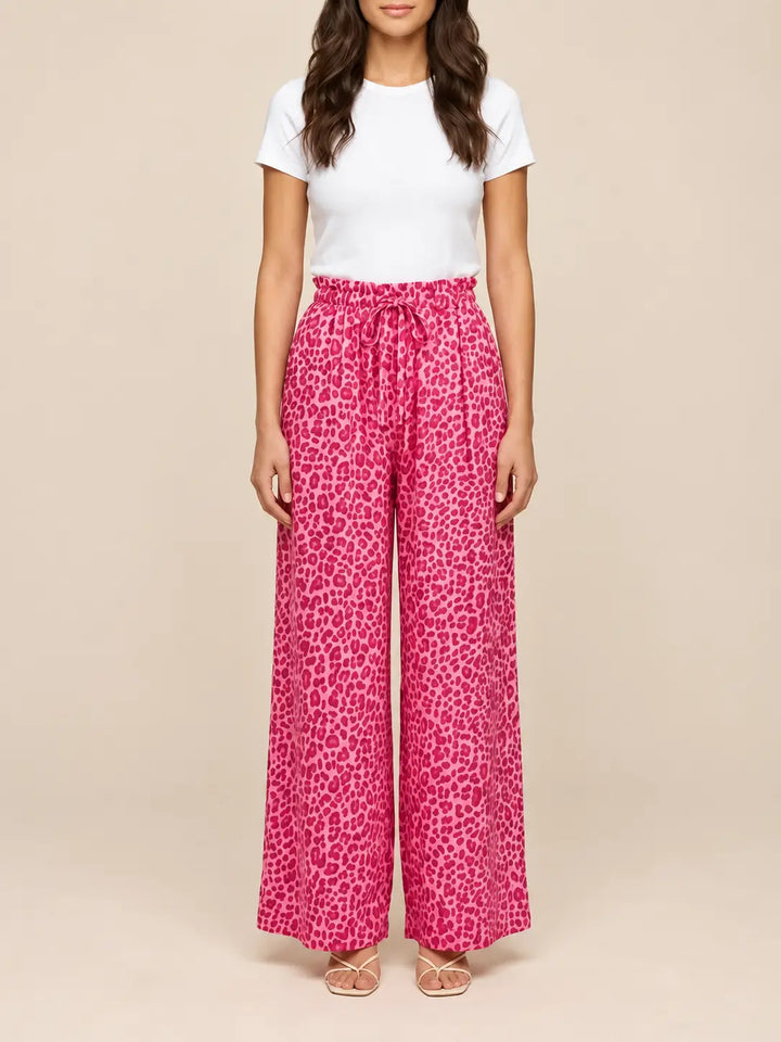 Leoprint Schlabberhose Damen in Pink, Seitenansicht | Lisa’s Boutique