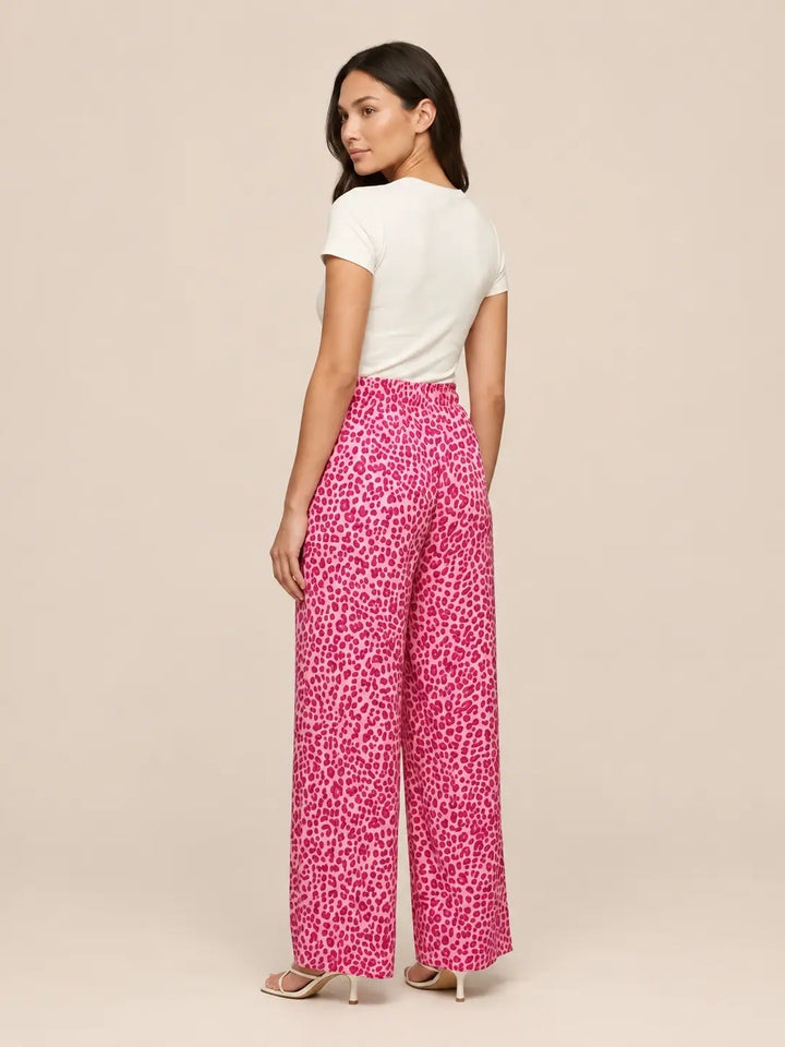 Leoprint Schlabberhose Damen in Pink, Detailansicht | Lisa’s Boutique