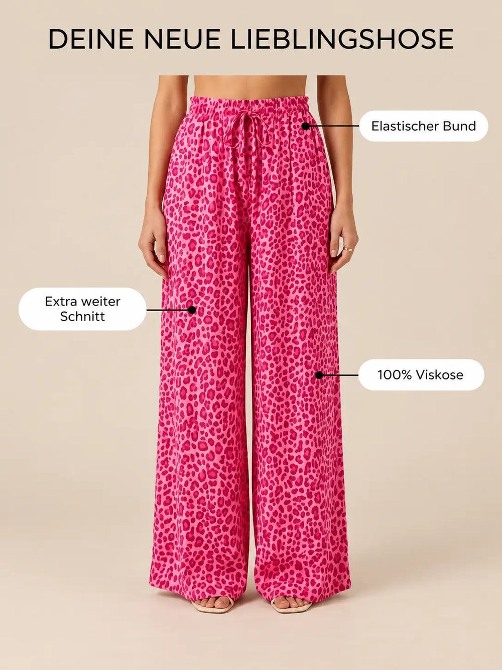 Leoprint Schlabberhose Damen in Pink, Vorderansicht | Lisa’s Boutique