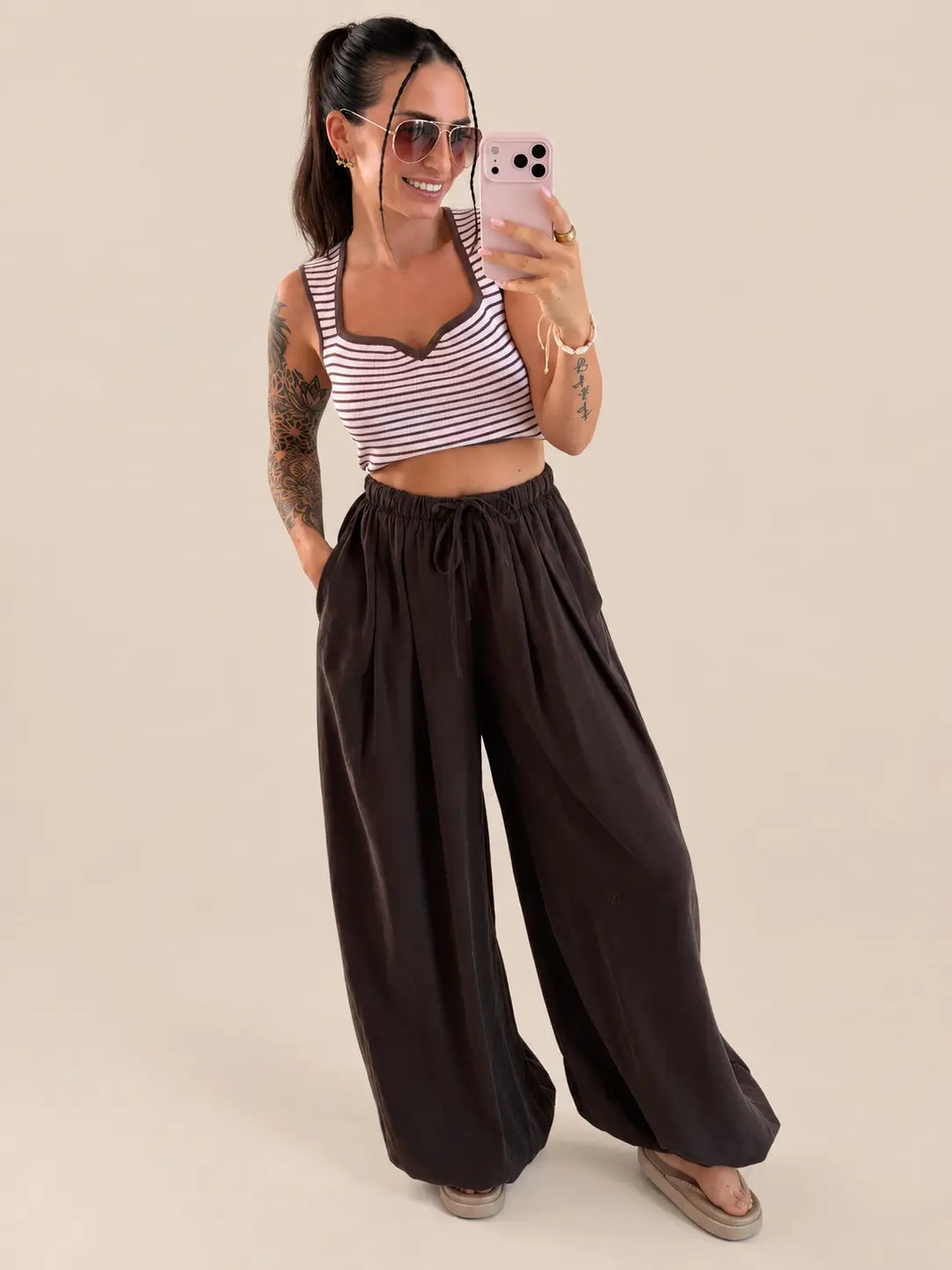 Lockere Hose Damen in Braun | Lisa’s Boutique