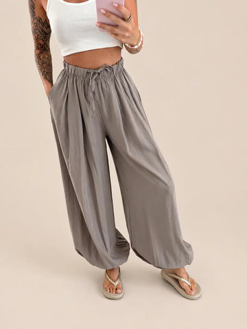 Pantaloni larghi donna in tortora | Lisa’s Boutique