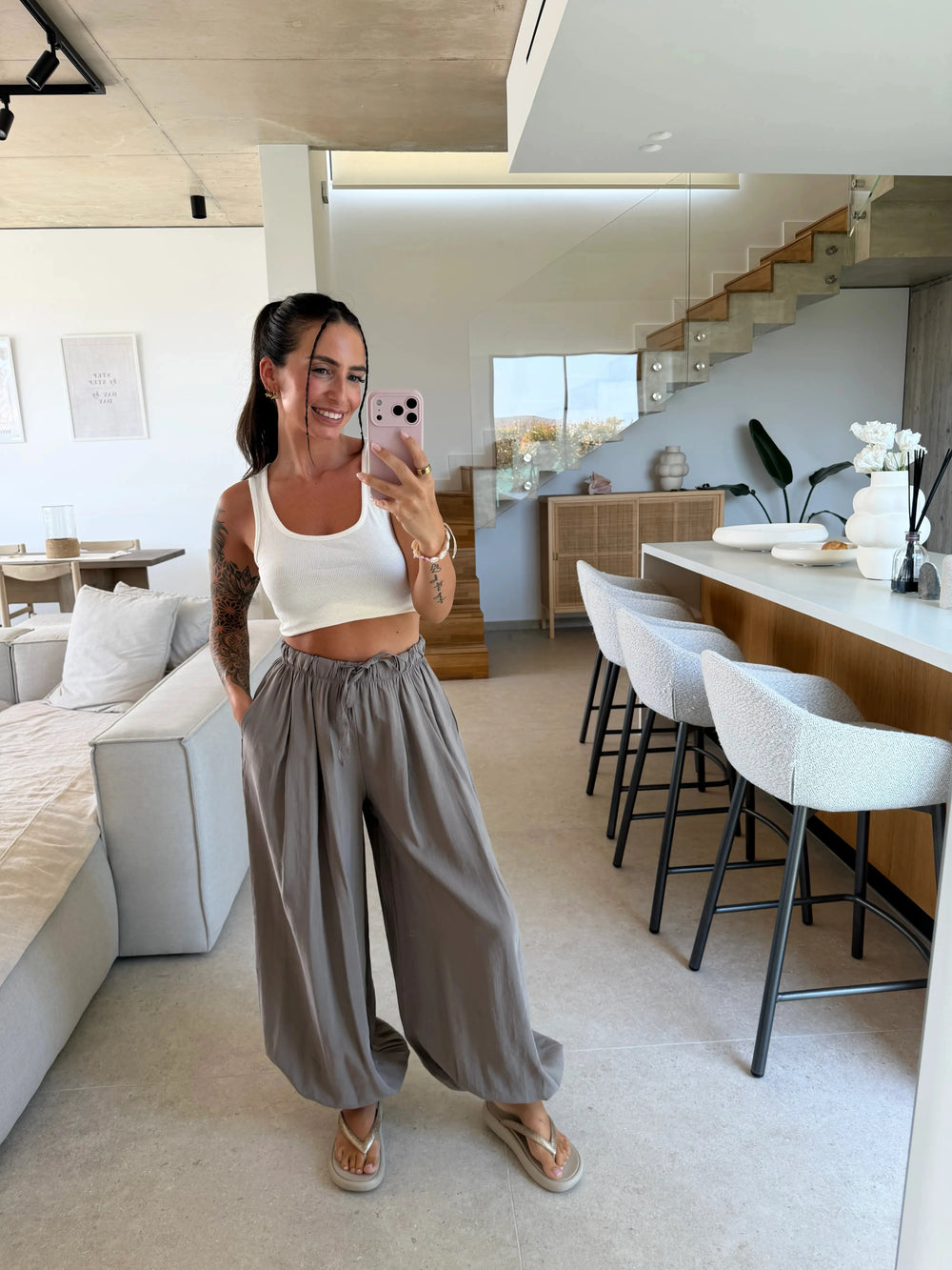 Lockere Hose – Taupe Hose Lisas Boutique 