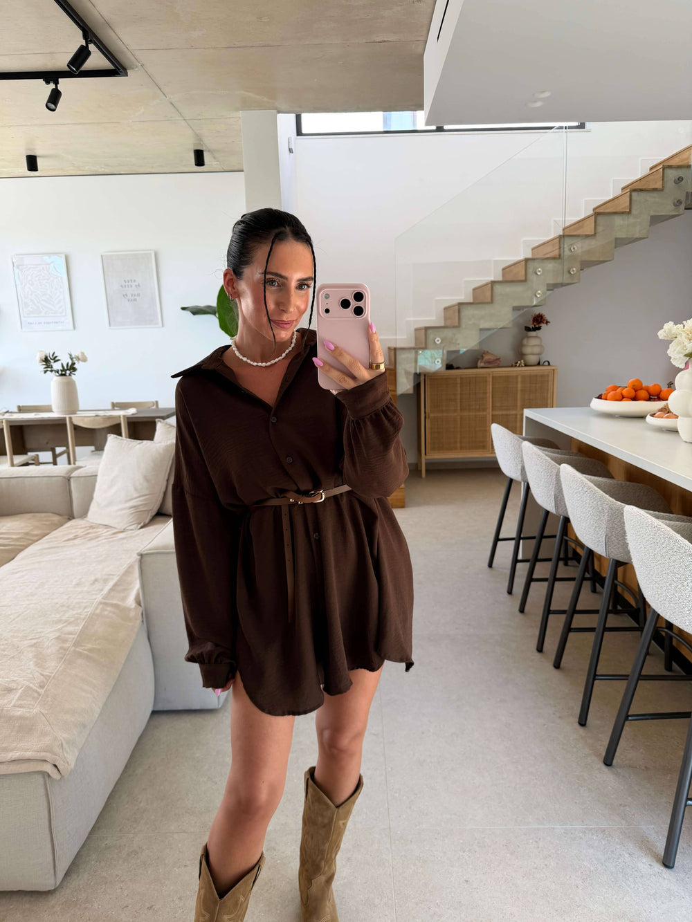 Long Bluse – Braun Bluse Lisas Boutique 