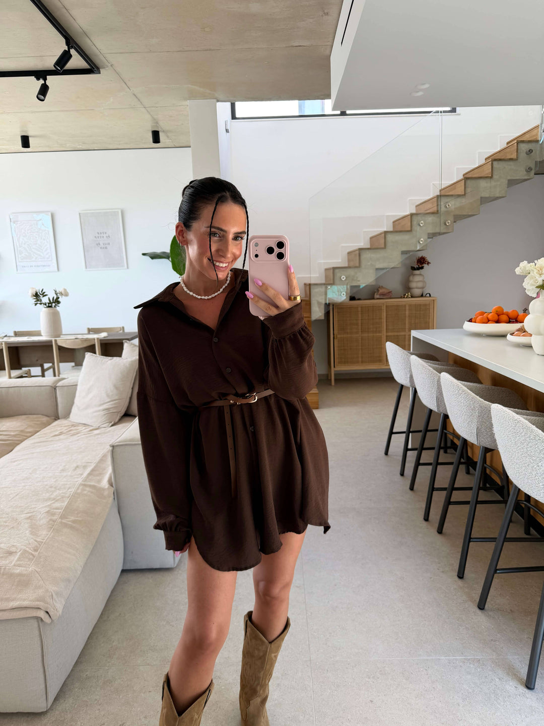 Long Bluse – Braun Bluse Lisas Boutique 