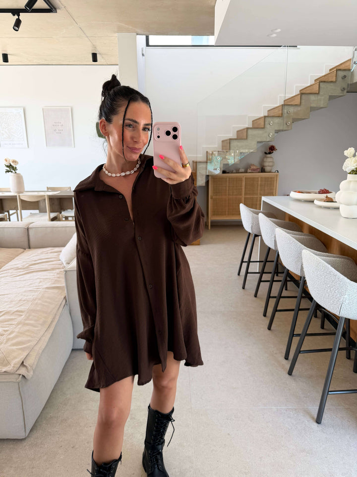 Long Bluse – Schokobraun Bluse Lisas Boutique 