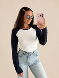 Longsleeve Colourblock – Blau/Weiß