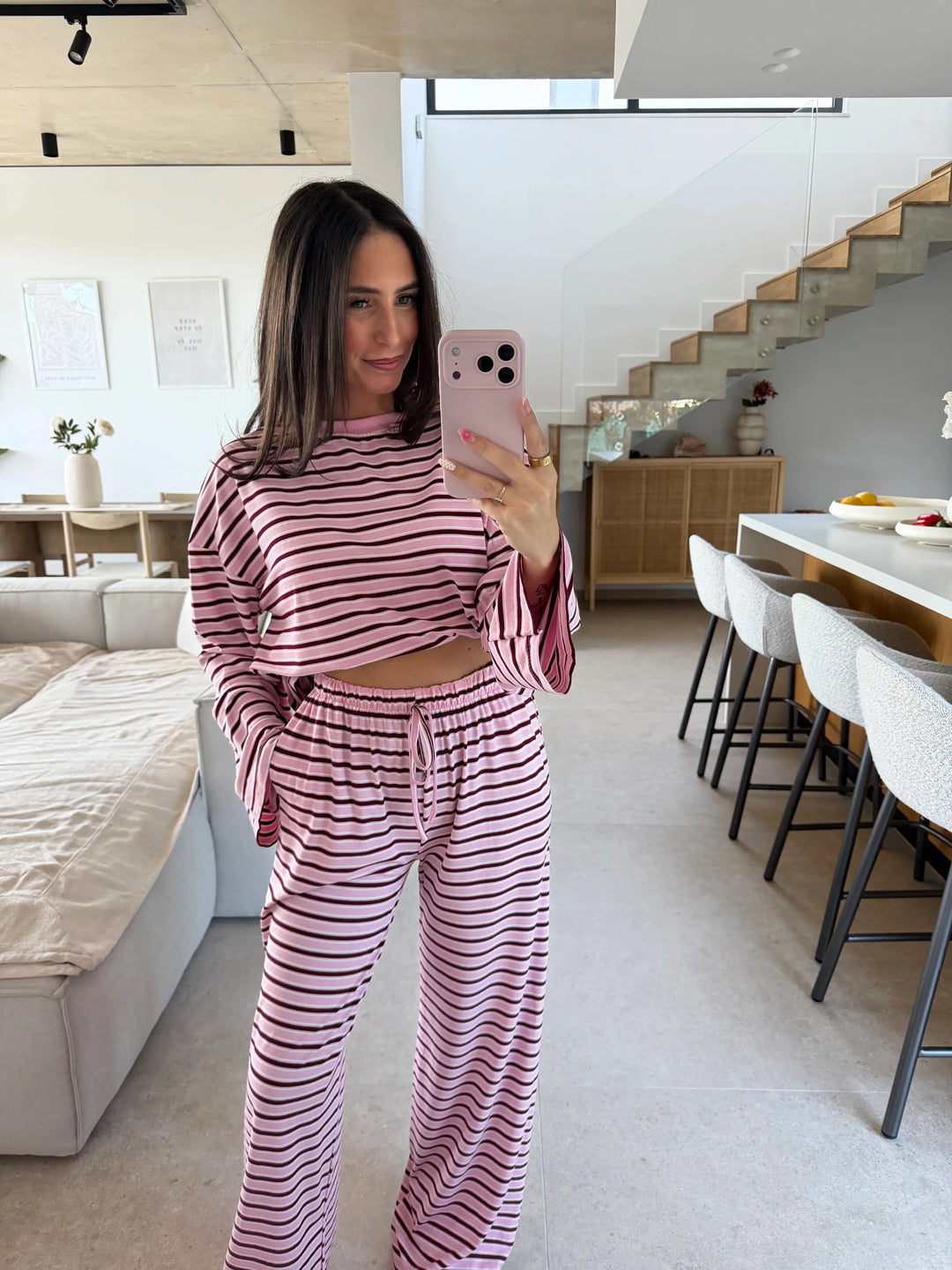 Longsleeve mit Streifen – Rosa Pullover Lisas Boutique 