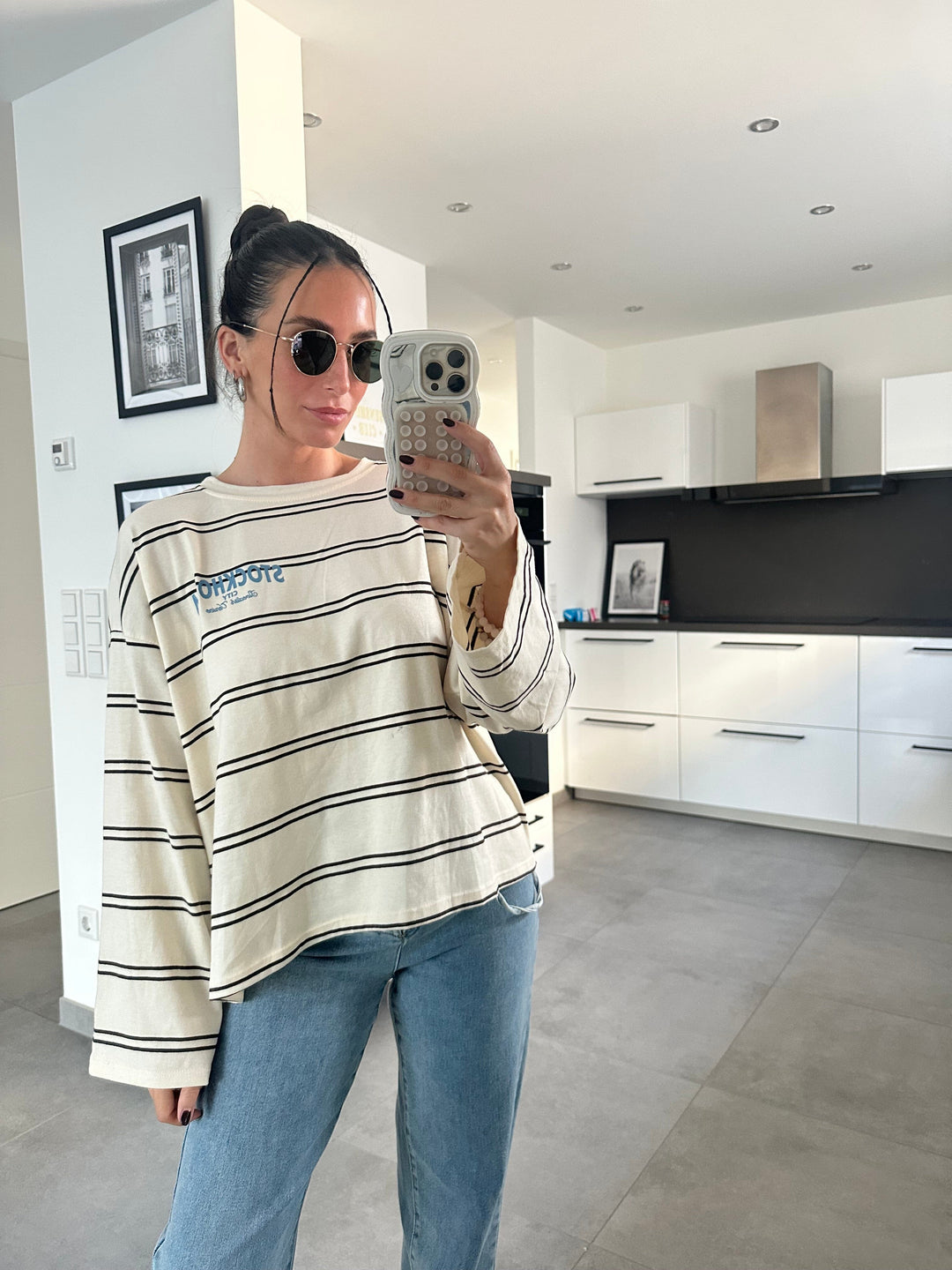 Longsleeve Stockholm Streifen Beige Pullover Lisas Boutique 