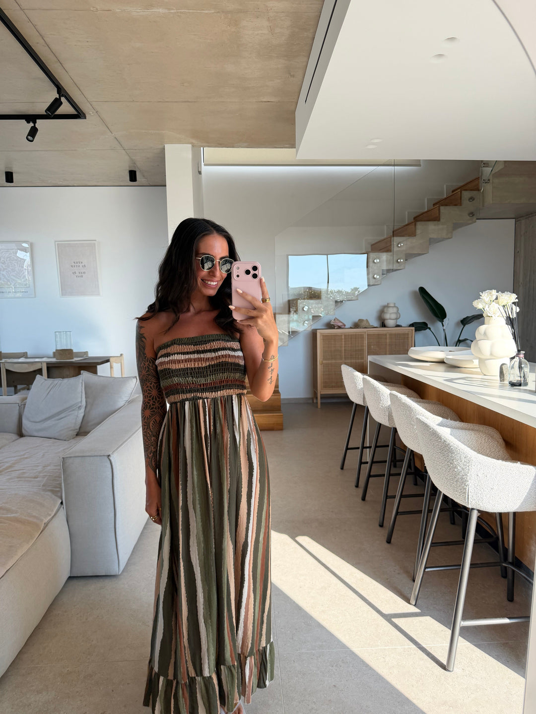 Maxikleid – Khaki Kleid Lisas Boutique 