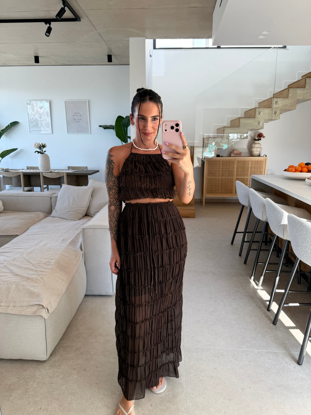 Maxirock mit Struktur - Braun Rock Lisas Boutique 