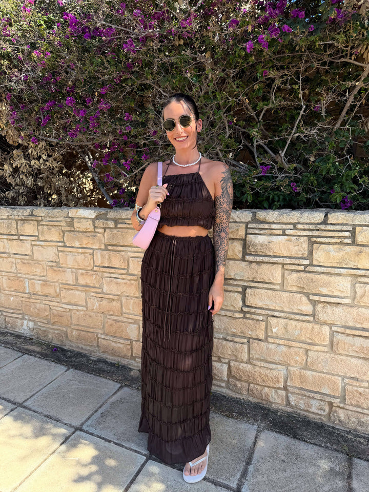 Maxirock mit Struktur - Braun Rock Lisas Boutique 