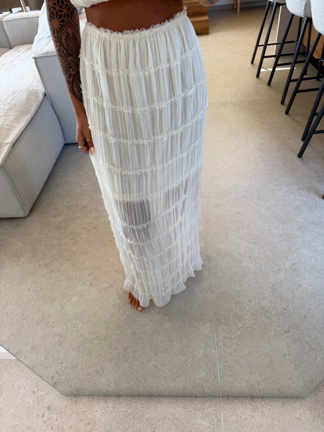 Maxirock mit Struktur - Creme Rock Lisas Boutique 