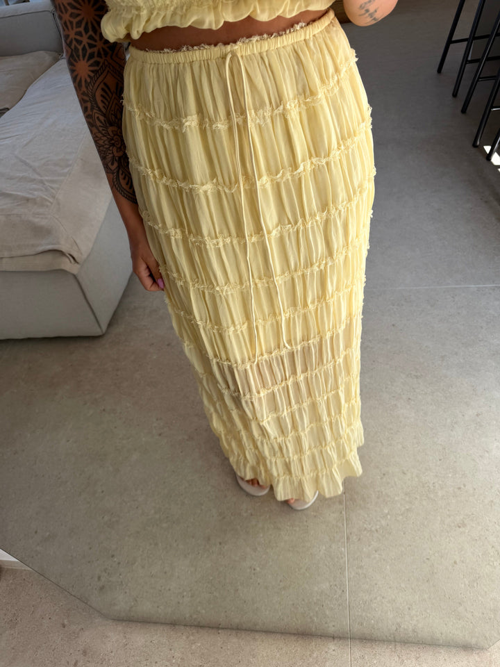 Maxirock mit Struktur - Gelb Rock Lisas Boutique 