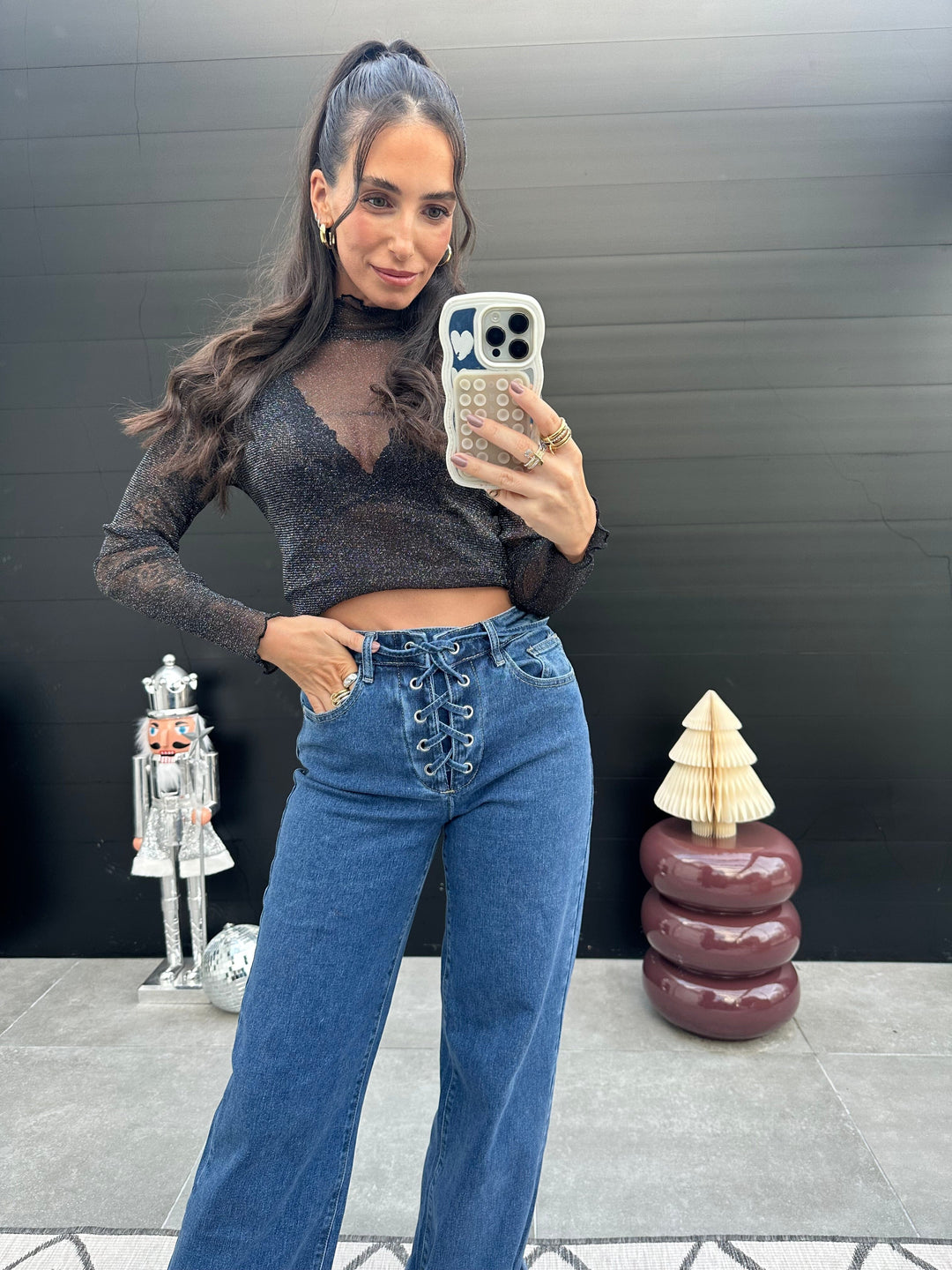 Mesh Langarmshirt Schwarz Tshirt Lisas Boutique 