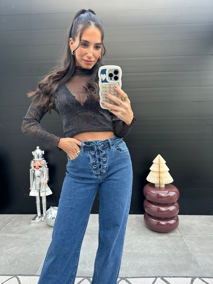 Mesh Langarmshirt Schwarz Tshirt Lisas Boutique 