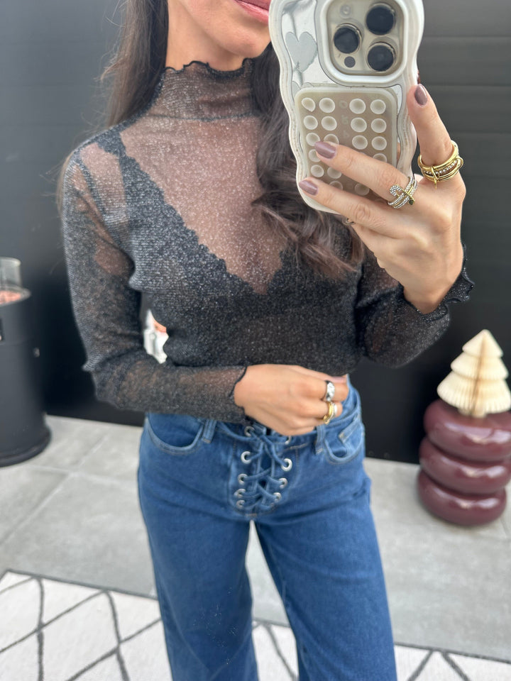 Mesh Langarmshirt Schwarz Tshirt Lisas Boutique 