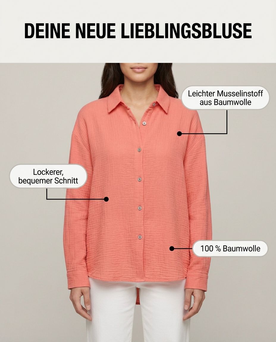 Musselin Bluse Apricot Vorderansicht | Lisa’s Boutique
