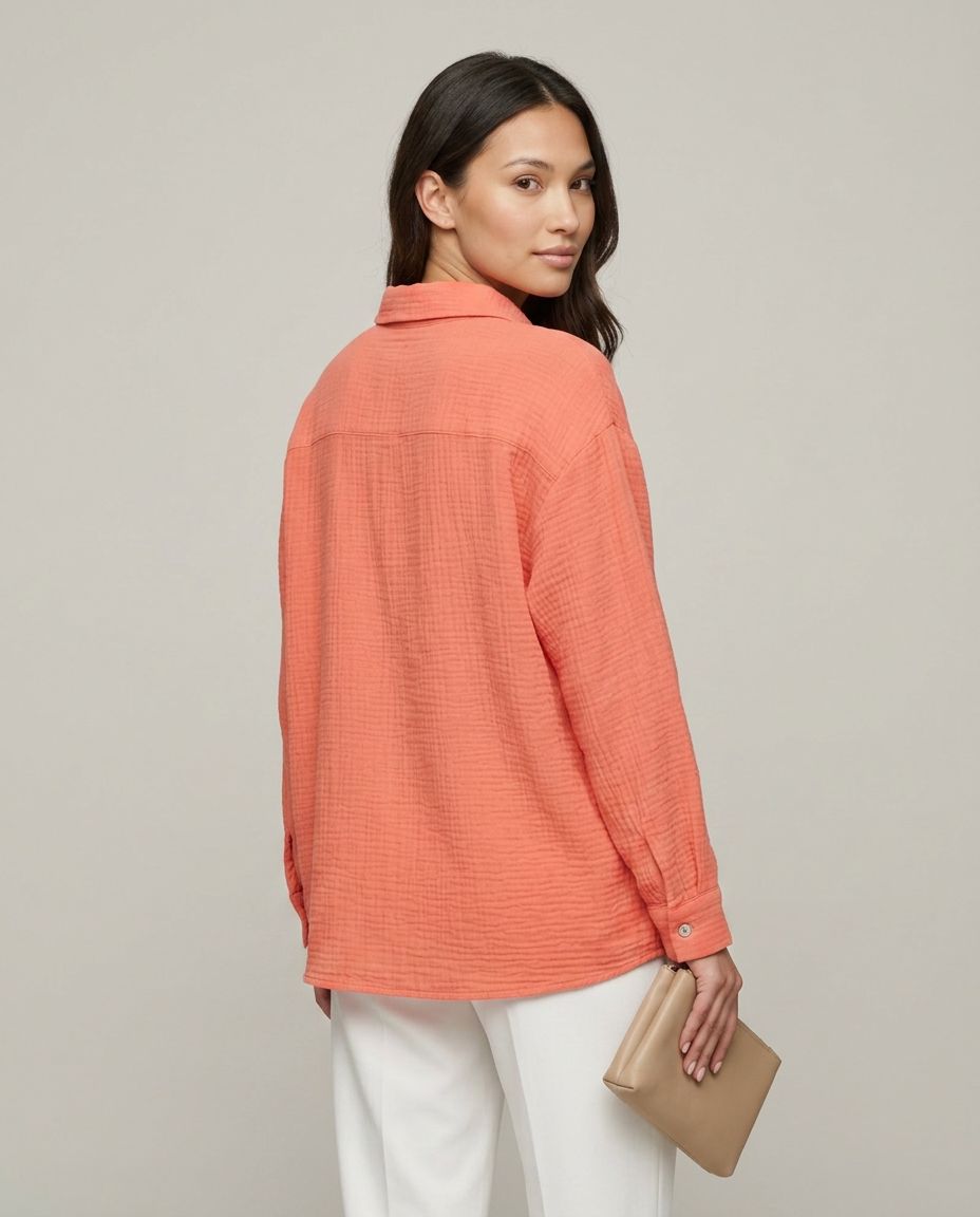 Musselin Bluse Apricot Detailansicht | Lisa’s Boutique