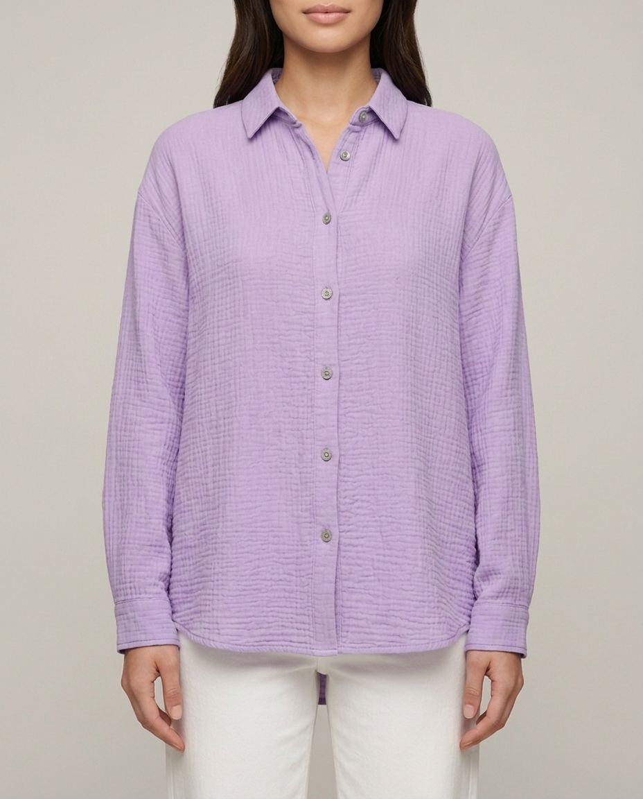 Musselin Bluse Flieder Seitenansicht | Lisa’s Boutique