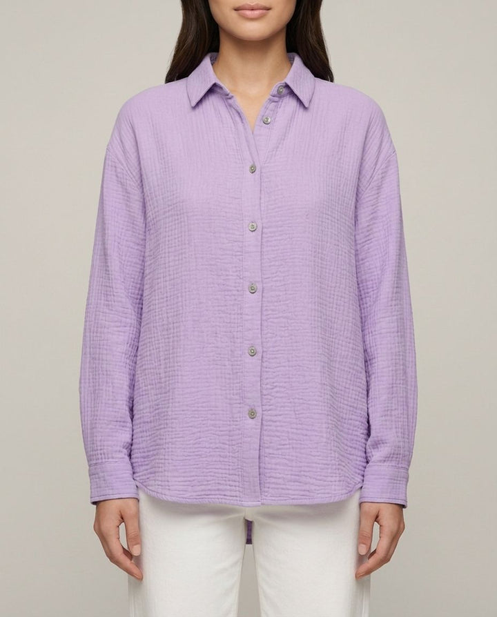 Musselin Bluse Flieder Seitenansicht | Lisa’s Boutique