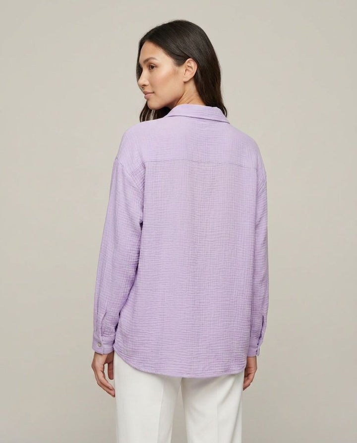 Musselin Bluse Flieder Detailansicht | Lisa’s Boutique