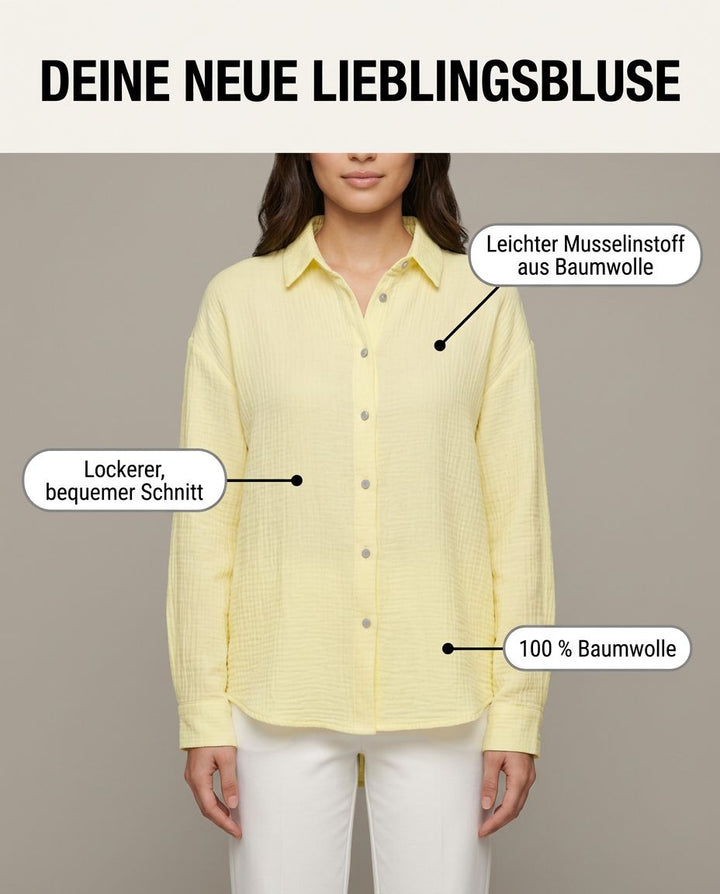 Musselin Bluse Gelb Vorderansicht | Lisa’s Boutique