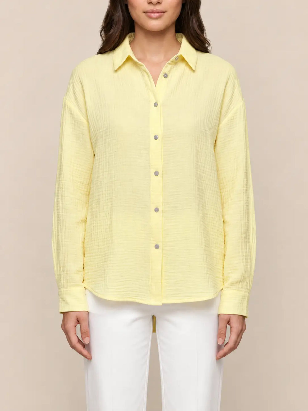 Women’s muslin blouse in Yellow, Front view | Lisa’s Boutique