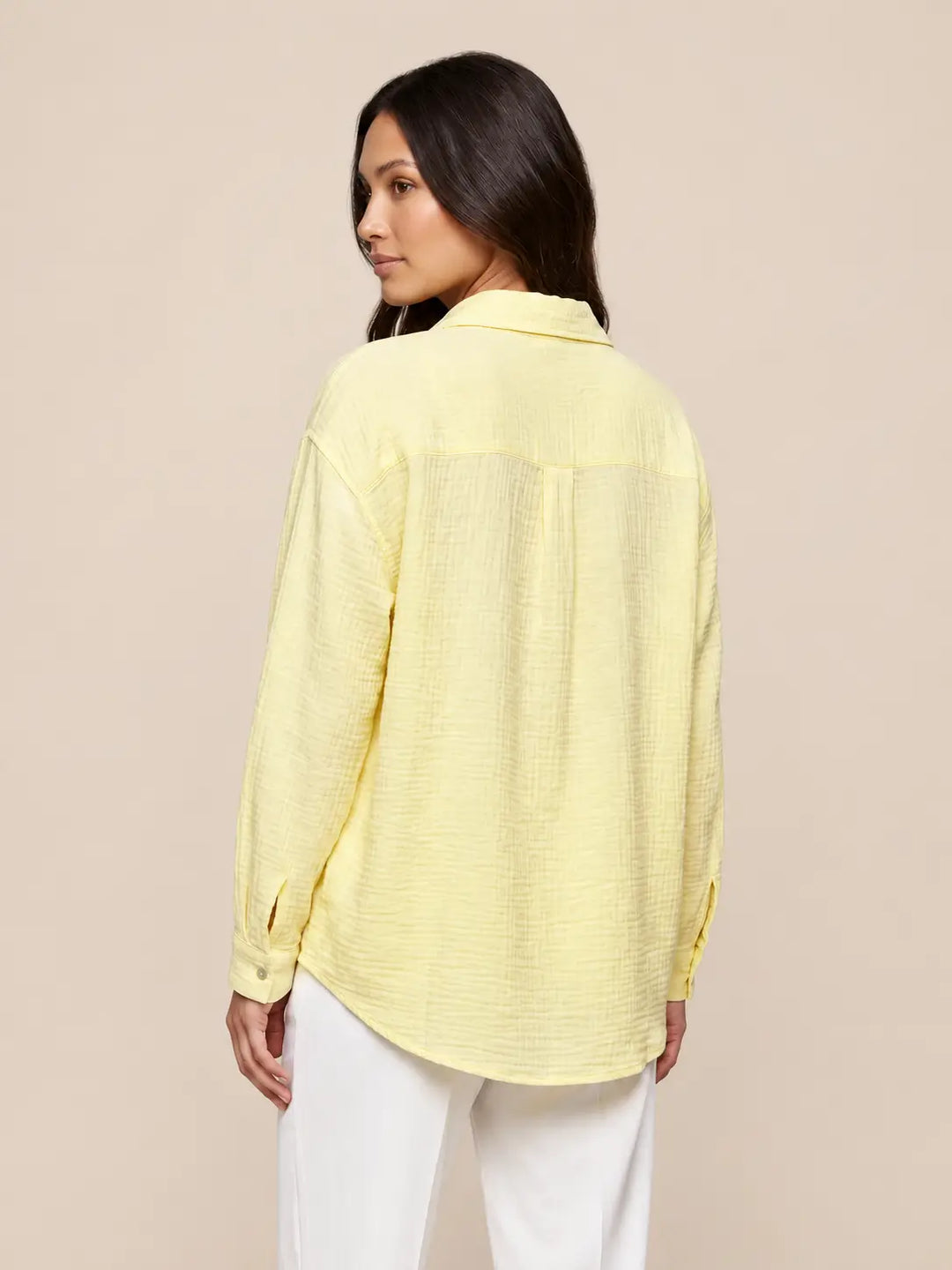 Musselin Bluse Damen in Gelb, Detailansicht | Lisa’s Boutique