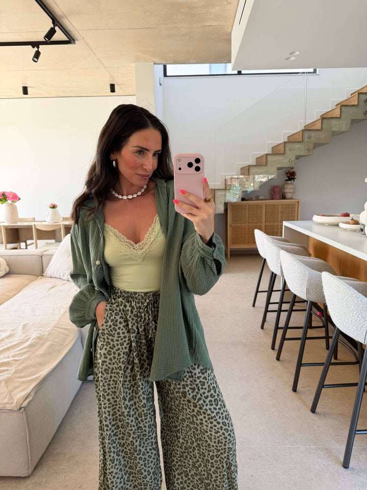 Musselin Bluse - Khaki Bluse Lisas Boutique 