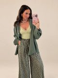 Leopard-Print Relaxed-Fit Trousers – Khaki