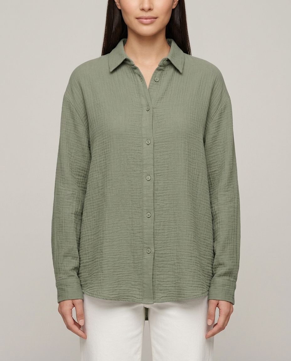 Musselin Bluse Khaki Seitenansicht | Lisa’s Boutique