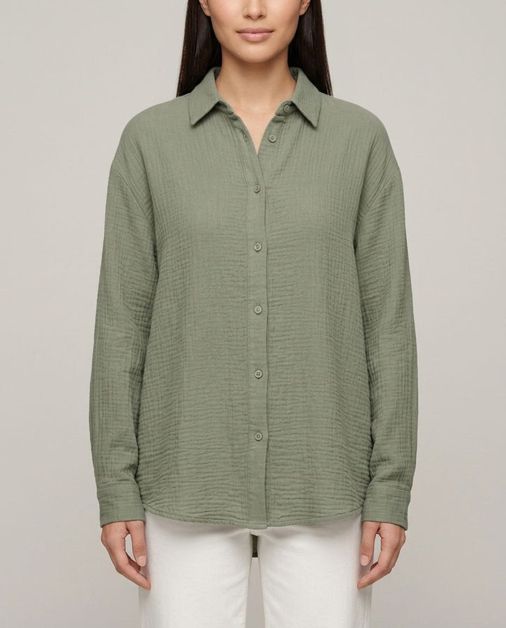Musselin Bluse Khaki Seitenansicht | Lisa’s Boutique