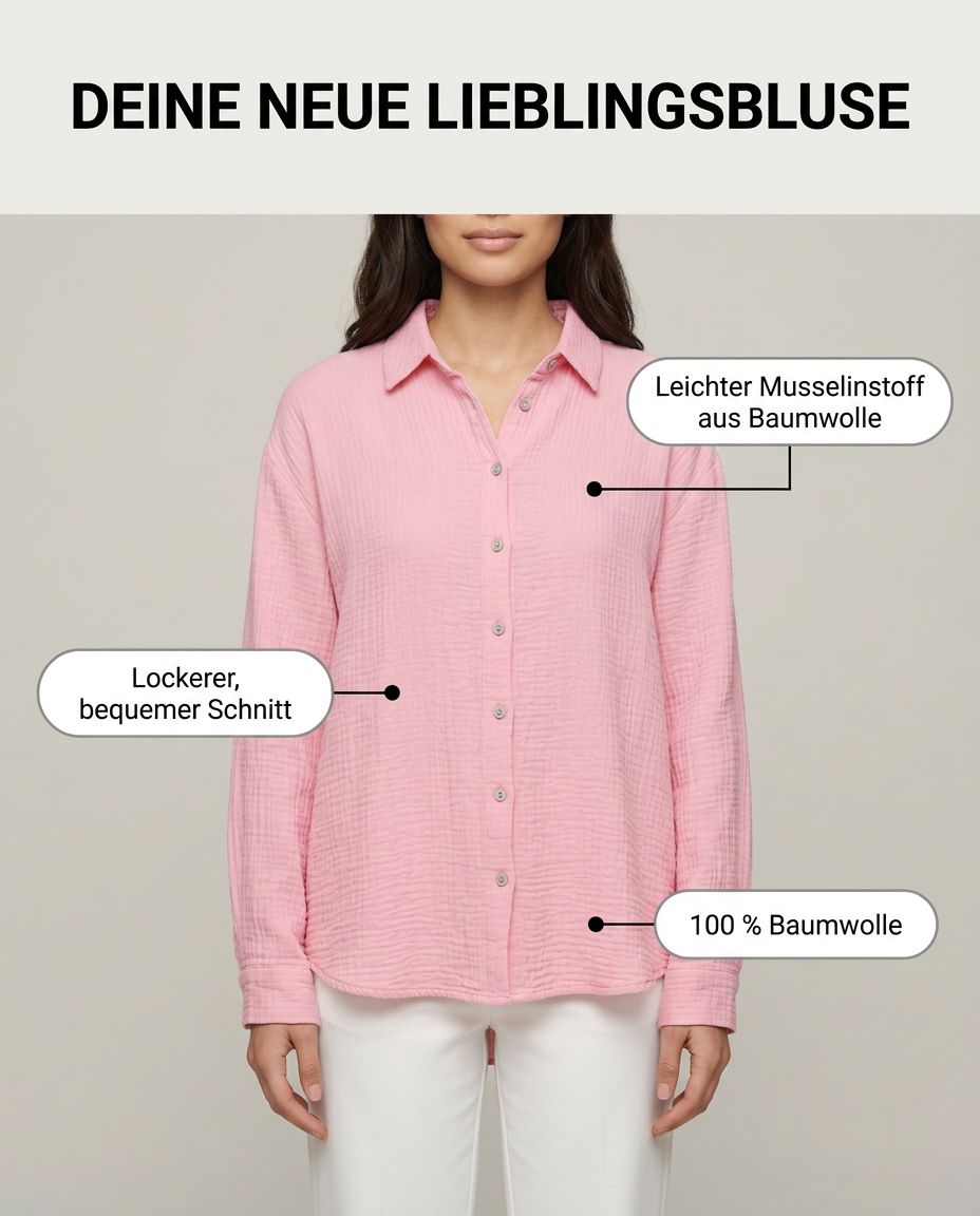 Musselin Bluse Rosa Detailansicht | Lisa’s Boutique