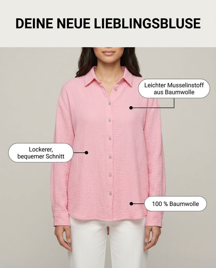 Musselin Bluse Rosa Detailansicht | Lisa’s Boutique