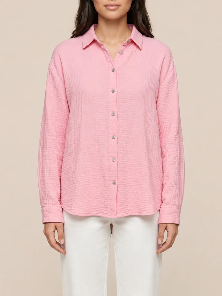 Mousseline blouse dames in Roze, Detailaanzicht | Lisa’s Boutique
