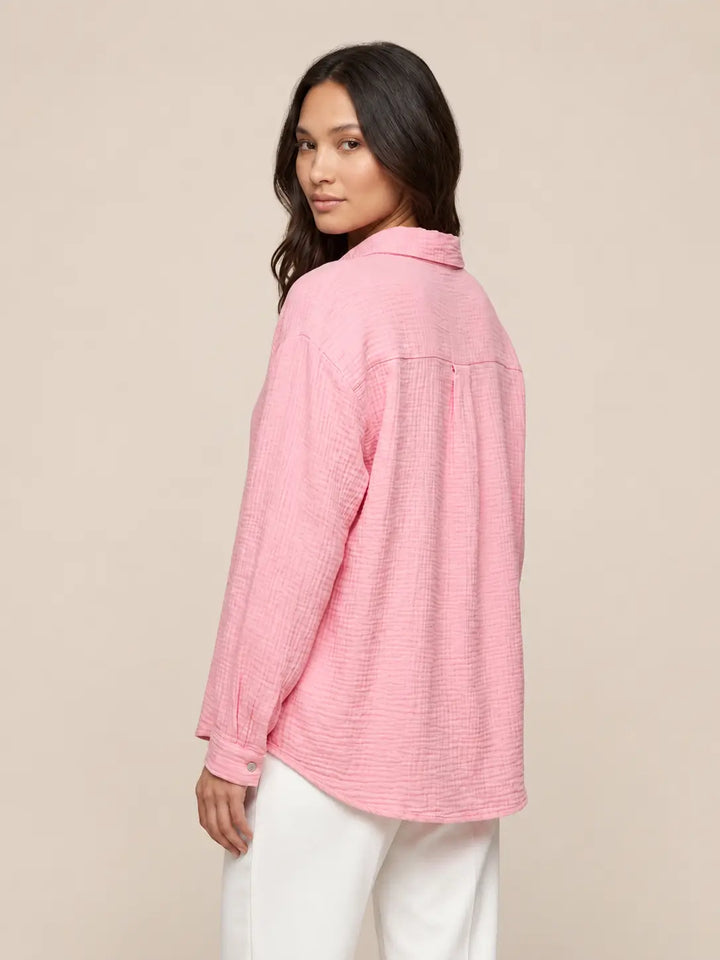 Mousseline blouse dames in Roze, Zijaanzicht | Lisa’s Boutique