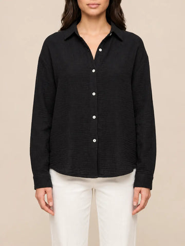 Zwarte mousseline blouse voor dames | Lisa’s Boutique