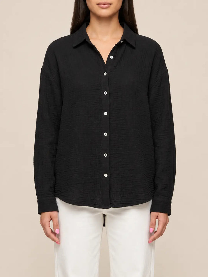Musselin Bluse Damen in Schwarz mit lockerem Schnitt | Lisa’s Boutique