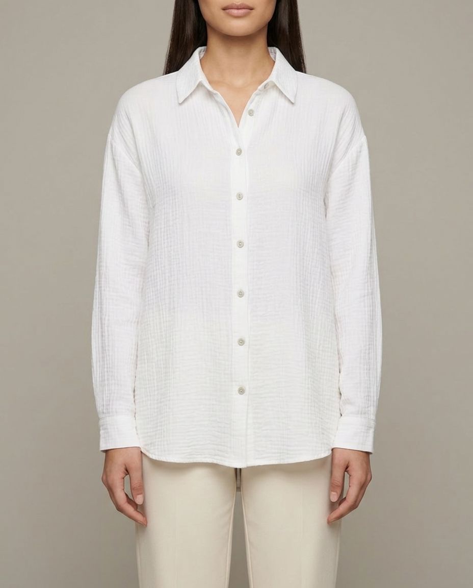 Musselin Bluse Weiß mit lockerem Schnitt | Lisa’s Boutique
