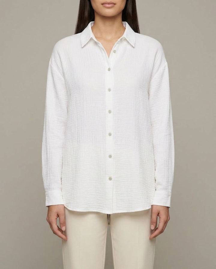 Musselin Bluse Weiß mit lockerem Schnitt | Lisa’s Boutique