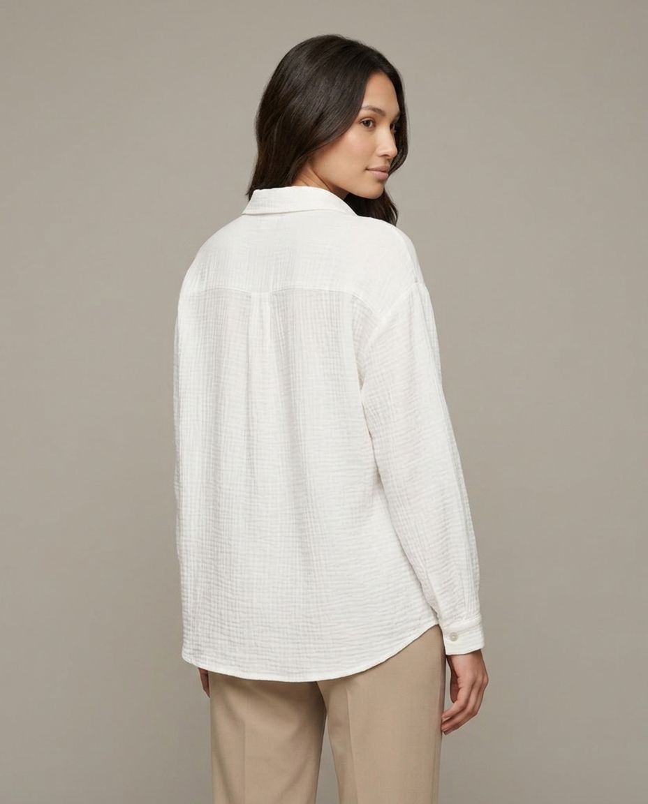 Weiße Musselin Bluse Detailansicht | Lisa’s Boutique