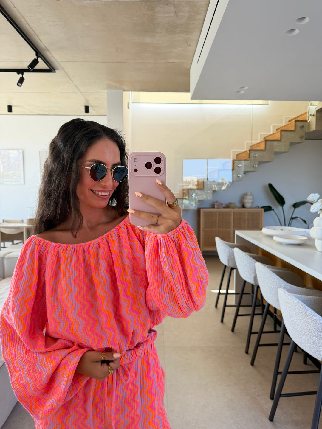 Musselin Crop Top – Apricot/Flieder Top Lisas Boutique 