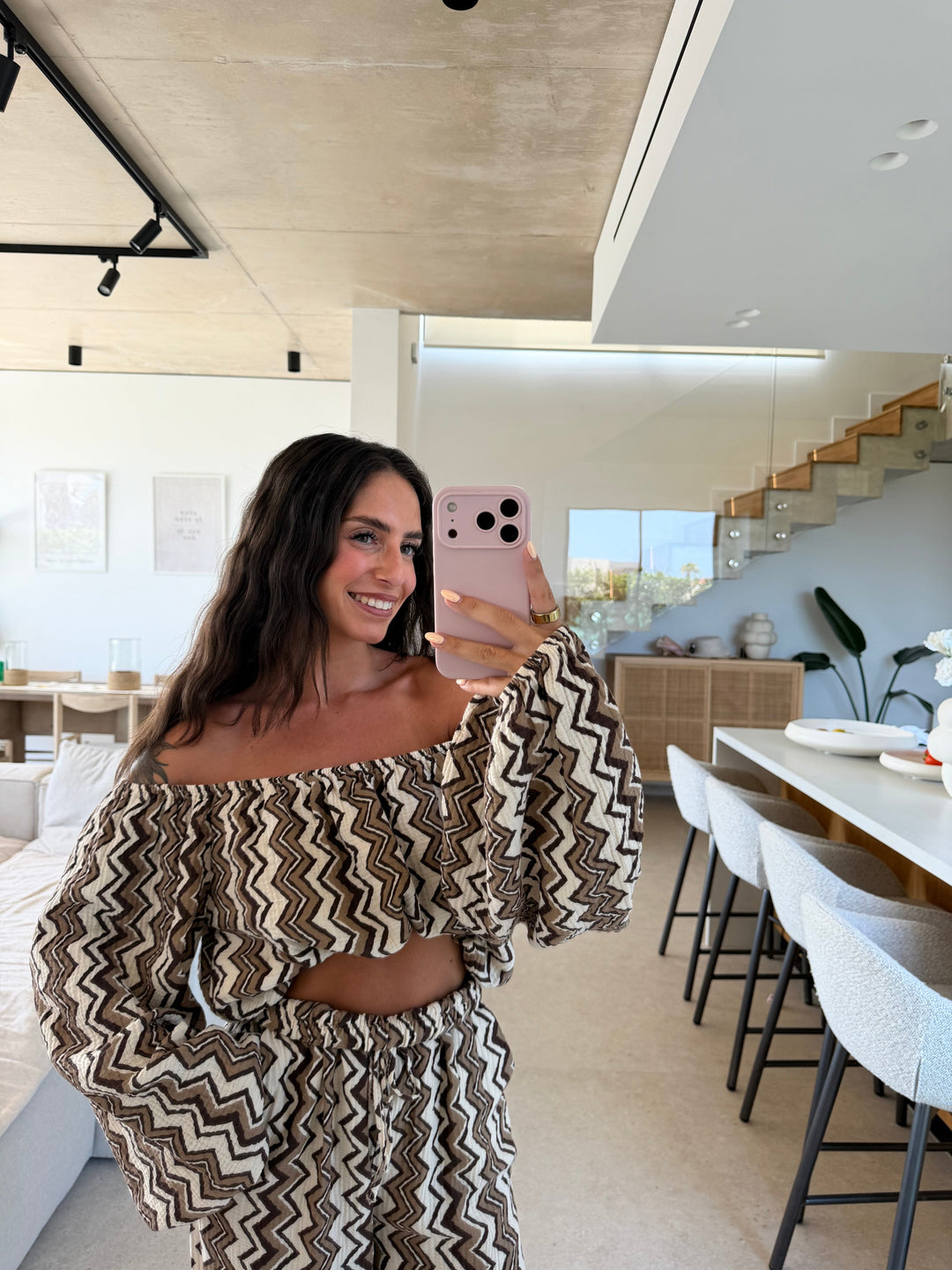 Musselin Crop Top – Braun/Creme Top Lisas Boutique 